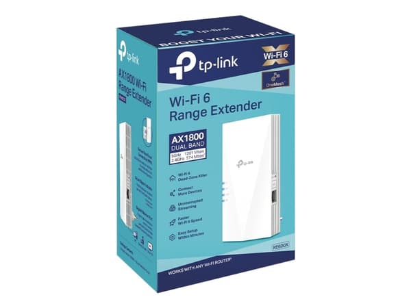 TP-Link RE600X V2 - Rekkeviddeutvider for Wi-Fi - Wi-Fi 6 - 2.4 GHz, 5 GHz - i veggen
