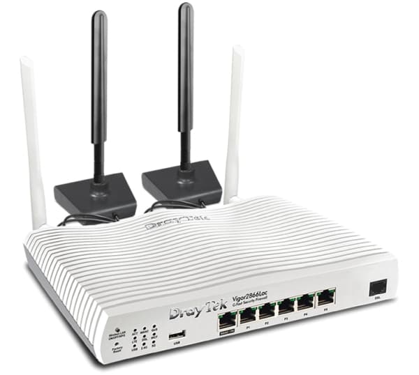 Draytek Vigor 2866L, Wi-Fi 5 (802.11ac), Kaksitaajuus (2,4 GHz/5 GHz), Ethernet LAN, 4G, Valkoinen, Kannettava reititin