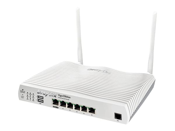 Draytek Vigor 2866AX: Gfast Modem-Firewall, Wi-Fi 6 (802.11ax), Kaksitaajuus (2,4 GHz/5 GHz), Ethernet LAN, Harmaa, Pöytäreititin Harmaa