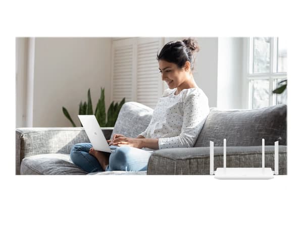 Huawei WiFi AX2, Wi-Fi 6 (802.11ax), Kaksitaajuus (2,4 GHz/5 GHz), Ethernet LAN, Valkoinen, Pöytäreititin