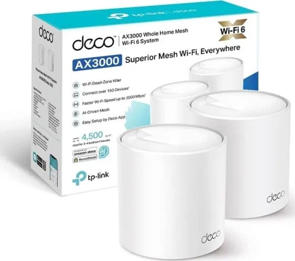 TP-Link Deco X50 - Wi-Fi-system (2 routrar) - op til 4500 sq.ft - mesh - GigE - Wi-Fi (802.11ax) - Multi-Band - Hvid