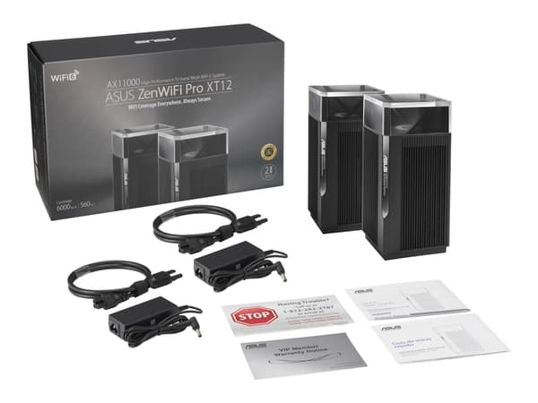 ASUS ZenWiFi Pro XT12 - Wifi-system - (2 routrar) - upp till 6000 kvadratfot - mesh 1GbE, 2.5GbE - Wi-Fi 6 - Trippelband