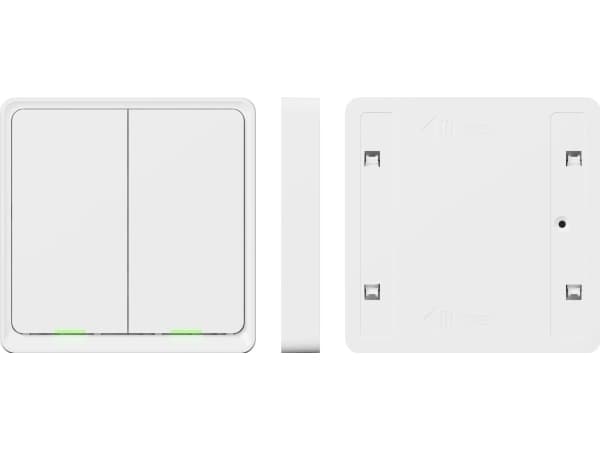 Tesla Smart Switch Dual Battery, Trådløs, ZigBee, Hvit, 2 kanaler, 2400 ...