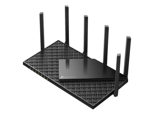TP-Link Archer AXE75, Wi-Fi 6E (802.11ax), Triband (2,4 GHz/5 GHz/6 GHz), Nätverksansluten (Ethernet), Svart, Bordsrouter