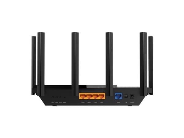 TP-Link Archer AXE75, Wi-Fi 6E (802.11ax), Triband (2,4 GHz/5 GHz/6 GHz), Nätverksansluten (Ethernet), Svart, Bordsrouter