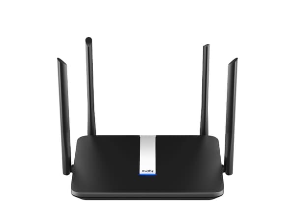 Cudy X6, Wi-Fi 6 (802.11ax), Dobbelbånd (2.4 GHz / 5 GHz), Ethernet/bredbåndsforbindelse, Sort, Frittstående router