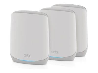 NETGEAR Orbi RBK763S - Wi-Fi-system - (ruter, 2 utvidere) - inntil 7500 kvadratfot - maske 1GbE - Wi-Fi 6 - Trippelbånd