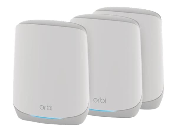 NETGEAR Orbi RBK763S - Wi-Fi-system - (ruter, 2 utvidere) - inntil 7500 kvadratfot - maske 1GbE - Wi-Fi 6 - Trippelbånd