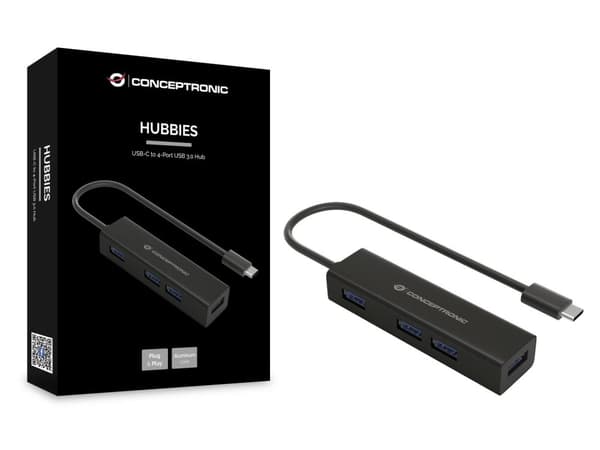 Conceptronic HUBBIES07B - Hub - 4x SuperSpeed USB 3.0 - Desktop