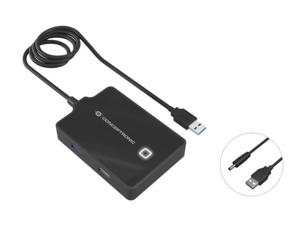 Conceptronic HUBBIES 4-porttinen USB 3.0/2.0 -keskitin - 90 cm:n kaapeli - USB 3.2 Gen 1 (3.1 Gen 1) Type-A - USB 2.0 - USB 3.2 Gen 1 (3.1 Gen 1) Type