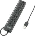 Miniatyrbild 1 av 3: Renkforce USB 2.0 hubb 7 portar Individuellt omkopplingsbar, Med statuslysdioder Svart