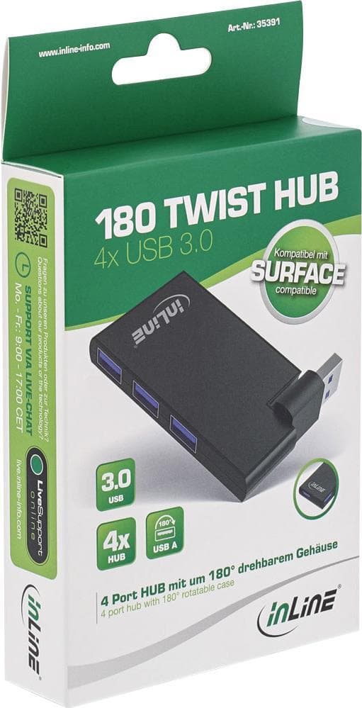INLINE USB 3.0 Roterbar Hub - Hub - 4x SuperSpeed USB 3.0 - Desktop