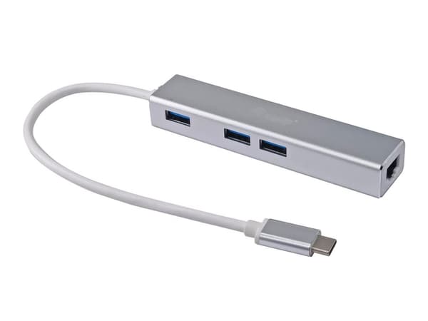 Utrusta 133481 USB-C till 3-portars USB Hub med Gigabit Adapter/Silver