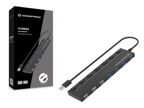 Conceptronic HUBBIES09B Interface Hub USB Type-A 5000 Mbit/s Svart (HUBBIES09B)