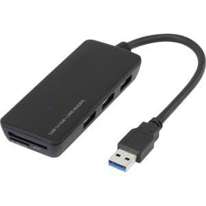 renkforce 3 port USB 3.0 hubb med inbyggd SD-kortläsare Svart