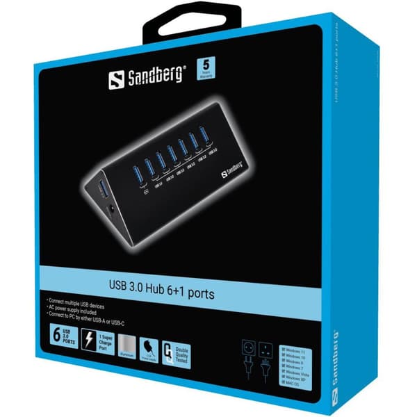 Sandberg USB 3.0 Hub 6+1 porte