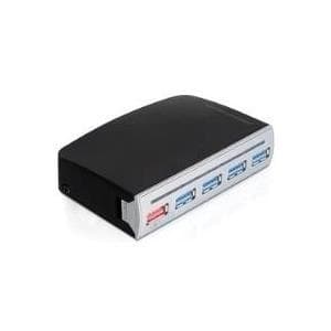 DeLock 4-portars USB3.0-hubb, 1-ports USB-ström intern/extern - Hub - 4 x SuperSpeed USB3.0 + 1 x USB typ A-laddningsport - stationär (61898)