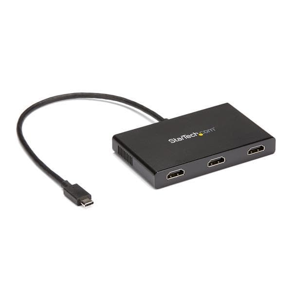 StarTech.com USB C til HDMI Multimonitor Adapter - 3 Port MST Hub - USB-C Multi Monitor - Monitor Splitter - USB 3.1 Type C Sort
