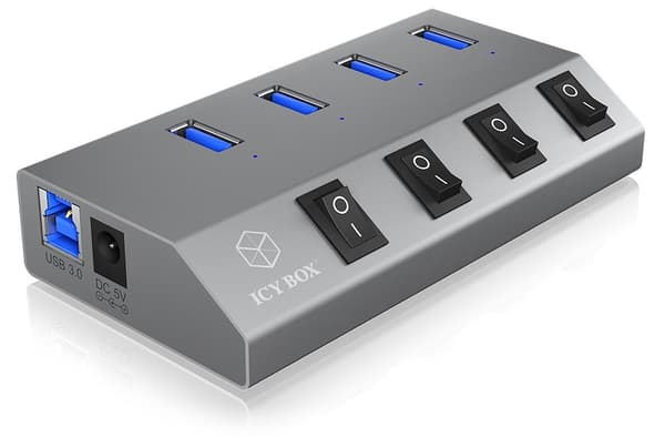 IB-Hub1405 4Port USB 3.0 hubb + laddstation BC 1.2 dataöverföring upp till 5 Gbit/s (60153)