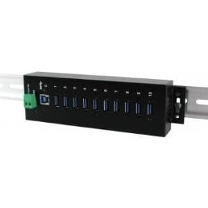 Exsys EX-1110HMVS - Hub - 10 x USB 3.1 Gen 1 - DIN-skinne monteres - DC (EX-1110HMVS)