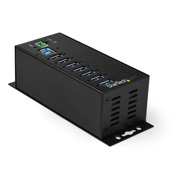 StarTech.com HB30A7AME USB 3.0 Hub (7-portar, Din-Rail, industriell användning, extern strömförsörjning, överspänningsskydd, ESD, 350 W, 15 kV) - Hub