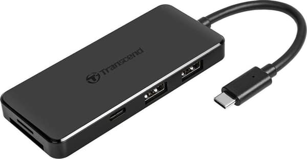 Transcend 6-in-1 USB Type-C Hub HUB5C - Hub - 2 x USB 3.1 Gen 1 + 1 x USB 3.1 Gen 2 + 1 x USB-C (strömförsörjning) - stationär