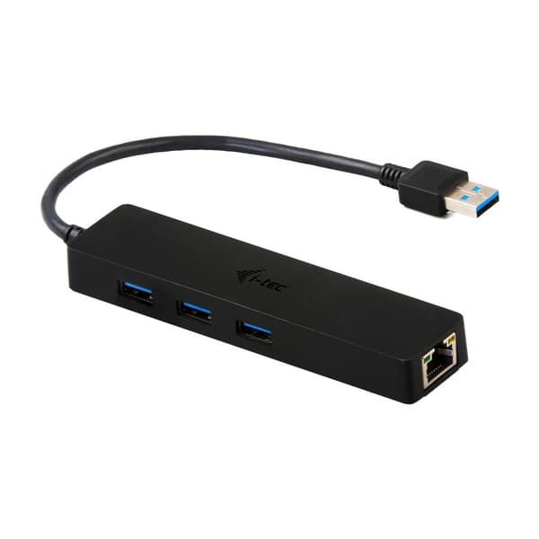 i-tec USB 3.0 Slim HUB 3-portar + Gigabit Ethernet-adapter, USB 3.0 till RJ-45, 10/100/1000 Mbps, 3x USB 3.0-port, för Notebook Ultrabook Tablet PC, W