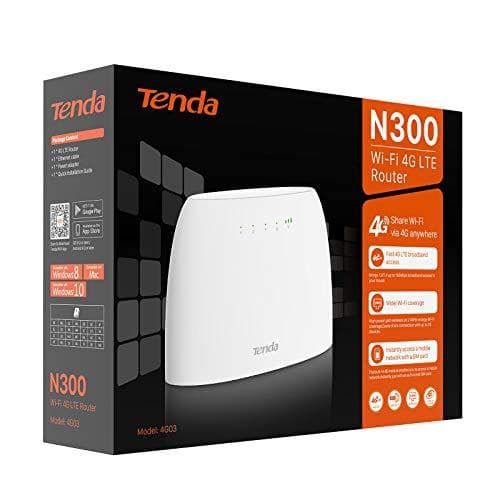 Tenda N300 trådlös router Fast Ethernet Single-band (2,4 GHz) 4G Vit