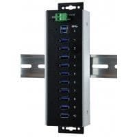 Exsys EX-1110HMVS-WT - Hub - 10 x USB 3.1 Gen 1 - DIN-skena monteringsbar - DC (EX-1110HMVS-WT)