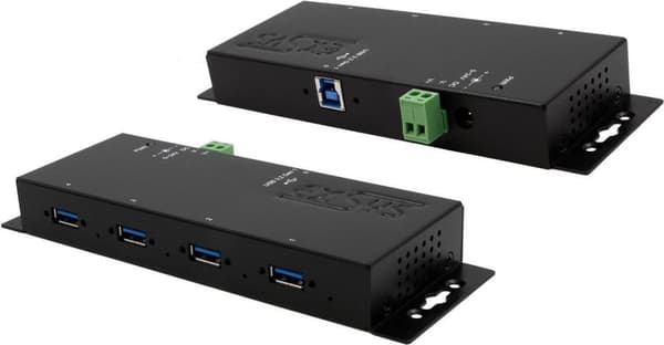 EXSYS GmbH 4-portars USB 3.2 Gen 1 metallhubbar med 15KV ESD överspänningsskydd, A-uttag (EX-1184HMVS-2)