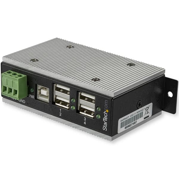 StarTech.com HB20A4AME USB 2.0 -keskitin (4-porttinen teollinen USB 2.0 -keskitin ESD-suojalla, 350 W ylijännitesuoja, seinäasennus) - Keskitin - 4 x