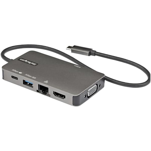 StarTech USB-C Multiport Adapter - USB-C til 4K 30Hz HDMI eller 1080p VGA - USB Type-C Mini Dock med 100W Power Delivery Passthrough - 3-Port USB Hub