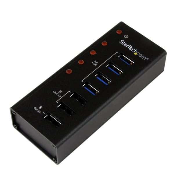 StarTech 4 Port USB3.0 Hub m - 3 dedikerede opladningsporte (2x1A & 1x2A) - Hub - 4 x SuperSpeed USB3.0 - Desktop (ST4300U3C3)