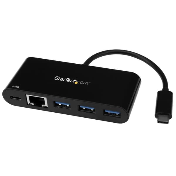StarTech.com 3-porttinen USB 3.0 -keskitin Gigabit Ethernetillä ja virransyötöllä - USB Type C -keskitin GbE:llä ja PD 2.0:lla