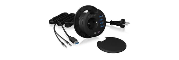 Hub 4-portars IcyBox USB 3.0 IB-Hub1430 bordshubb extern detaljhandel Svart