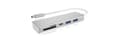 Miniatyrbild 1 av 5: ICY BOX 60369 3-vägs USB-C-hubb och kortläsare för SD och microSD, 3x USB 3.0, USB 3-anslutning, aluminium, integrerad kabel, silver/vit