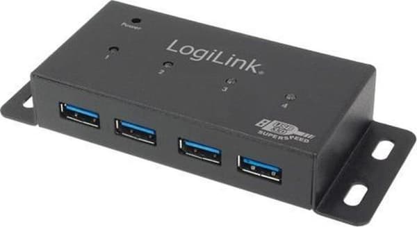 LogiLink 4 Port Hub, USB 3.0 aktiv svart (metall)