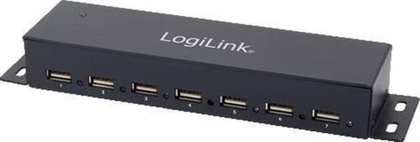 USB-HUB 7-Port LogiLink metall LED-Anzeige med Netzteil