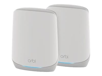 NETGEAR Orbi RBK762S - Wi-Fi-system - (ruter, utvider) - inntil 5000 kvadratfot - maske 1GbE - Wi-Fi 6 - Trippelbånd Hvit
