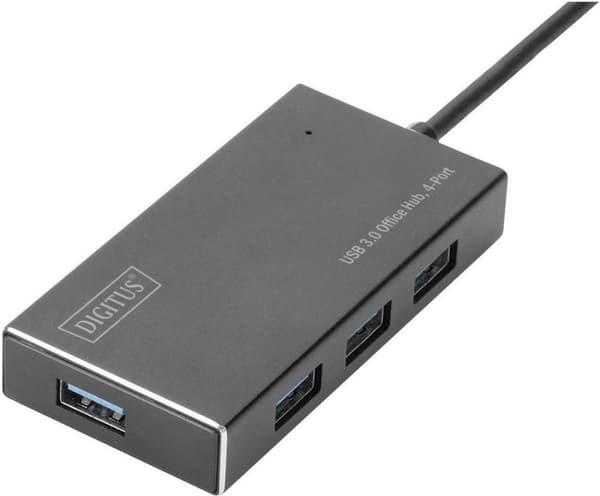 Digitus DA-70240-1 4 portar USB 3.2 Gen 1 hubb Med metallhölje Svart