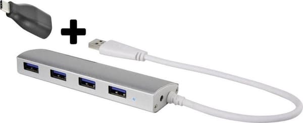 Renkforce Renkforce 4 portar USB 3.2 Gen 1 hubb Med aluminiumhölje Aluminium