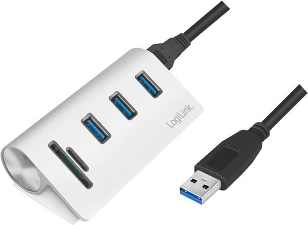 LogiLink CR0045 Interface Hub USB 3.0 (3.1 Gen 1) Type-A 5000 Mbit/s Sølv (CR0045)