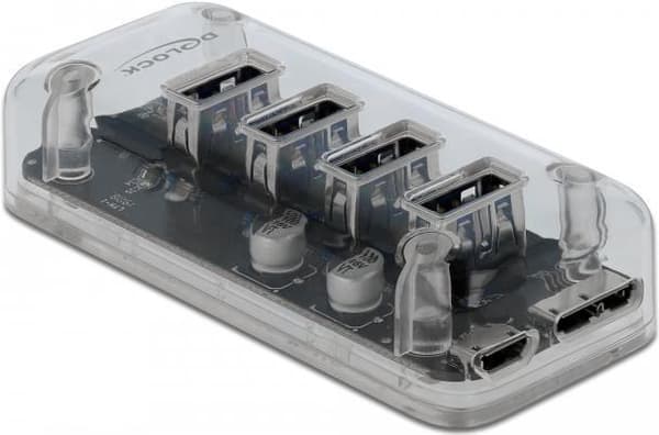 DeLock ekstern USB3.0-hub med 4 porte - Hub - 4 x SuperSpeed USB3.0 - Desktop (64087)