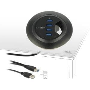 DeLock In-Desk Hub - Hub - 4 x SuperSpeed USB3.0 - Desktop (62868)