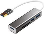 LogiLink UA0306 USB 3.0 HUB, 3-portar, med kortläsare antracit