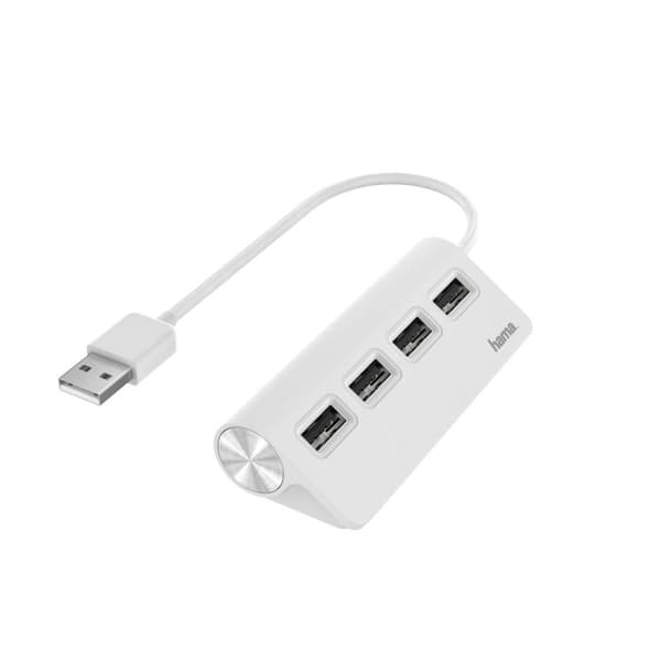 Hama USB Hub 4 portar (höghastighetsdataöverföring, 4x USB-A för mus, USB-minne, USB-dongel, extern hårddisk, SSD, etc. multiportadapter, USB-adapter