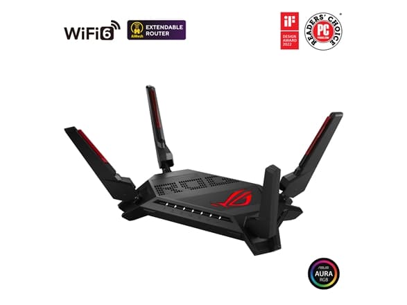 ASUS ROG Rapture GT-AX6000 WiFi 6 Gaming Router AX6000 Dual-Band, 1x 2.5GbE LAN, 4x GbE LAN, AiMesh