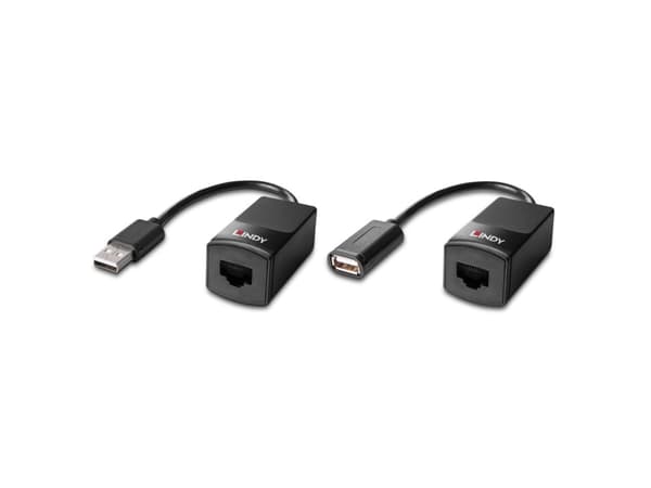 Lindy 43365, Nätverkssändare och -mottagare, 60 m, 12 Mbit/s, Cat5e, Cat6, Svart, Plast