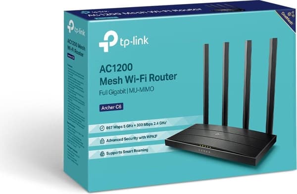TP-LINK Archer C6 langaton reititin Nopea Ethernet Kaksikaistainen (2,4 GHz / 5 GHz) 4G Valkoinen