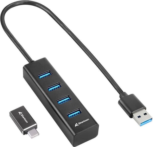 Sharkoon 4-porttinen USB 3.2 Gen 1 Aluminium Hub (37582)